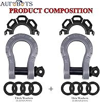 Vista 19 de AUTOBOTS D Ring Shackles Heavy Duty(2 Pack) 68,000 lbs Capacity, Tow Hooks Clevis Shackle with 7/8" Screw Pin for Towing Winch Off Road Accessory