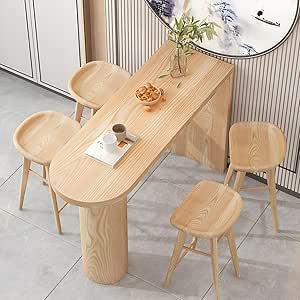 Amazon.com: LAKIQ Modern Solid Wood Bar Table Free Form Bar Height ...