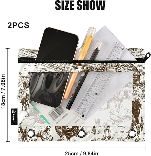 Miniatura 9 de Gredecor Estuche para lápices con 3 anillas, purpurina rosa, con cremallera, 2 unidades, organizador de carpetas transparentes para la escuela y la