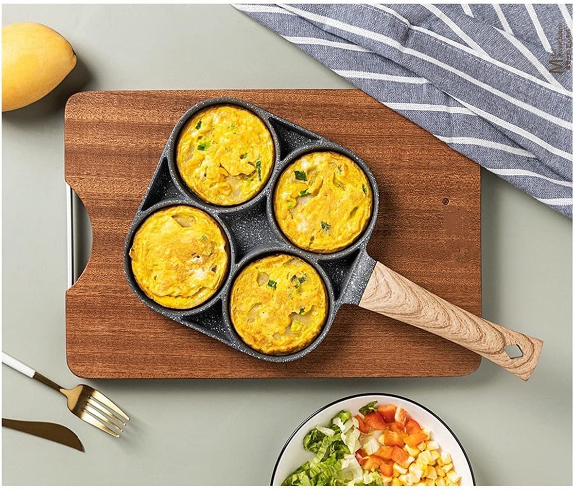 Daisyaner Egg Frying Pan，Non Stick Egg Cooker Pan Compatible with All Heat Sources,for Egg Burger/Breakfast Pancake Pan/Omelette，Suitable for Gas Stove & Induction cooker(four section)
