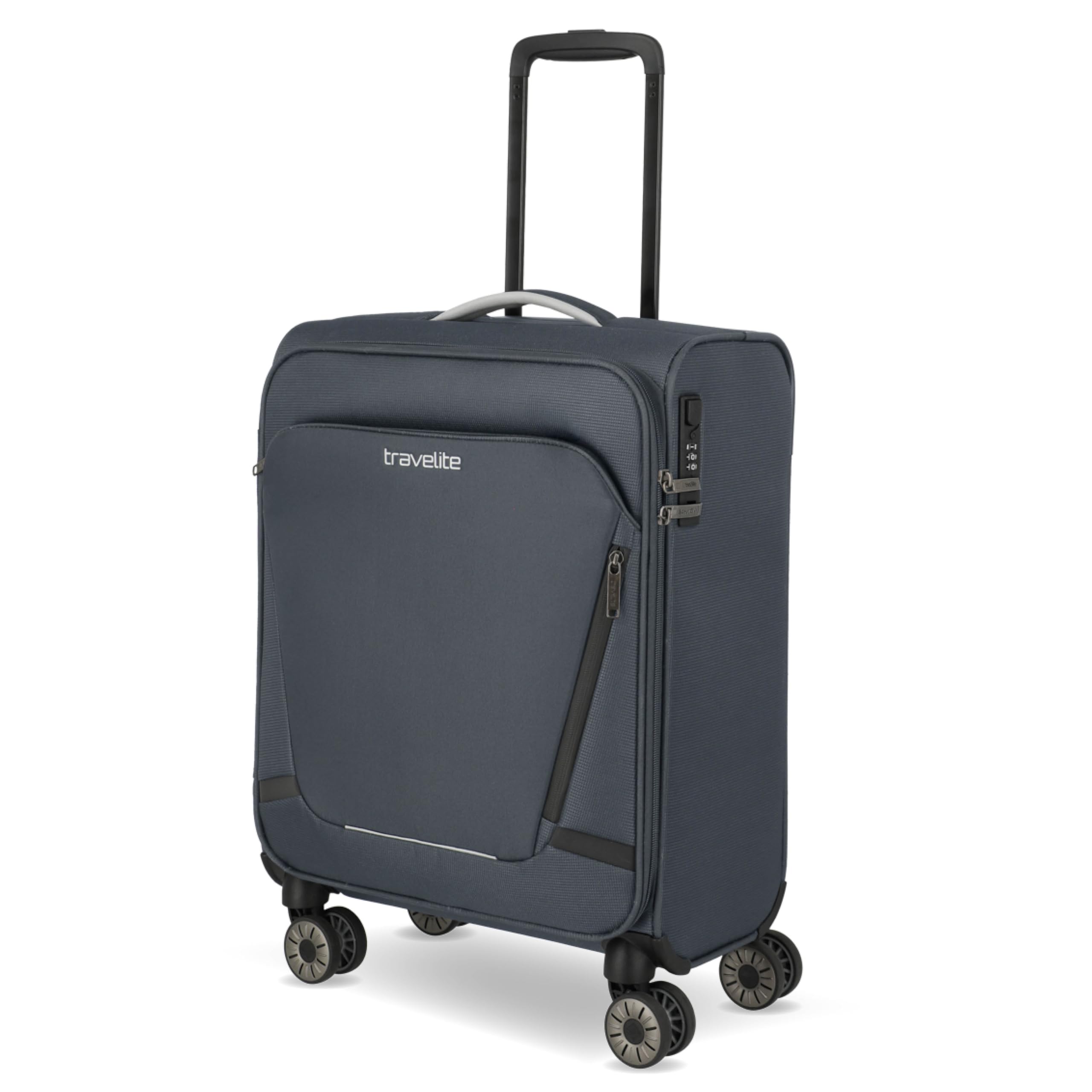 Travelite Jetpack Handgepäck Koffer 55x40x20 cm, für Ryanair & Condor, 1,9 kg, ultraleichtes Weichgepäck, 4-Rollen, Zahlenschloss, aufsteckbarer Trolley