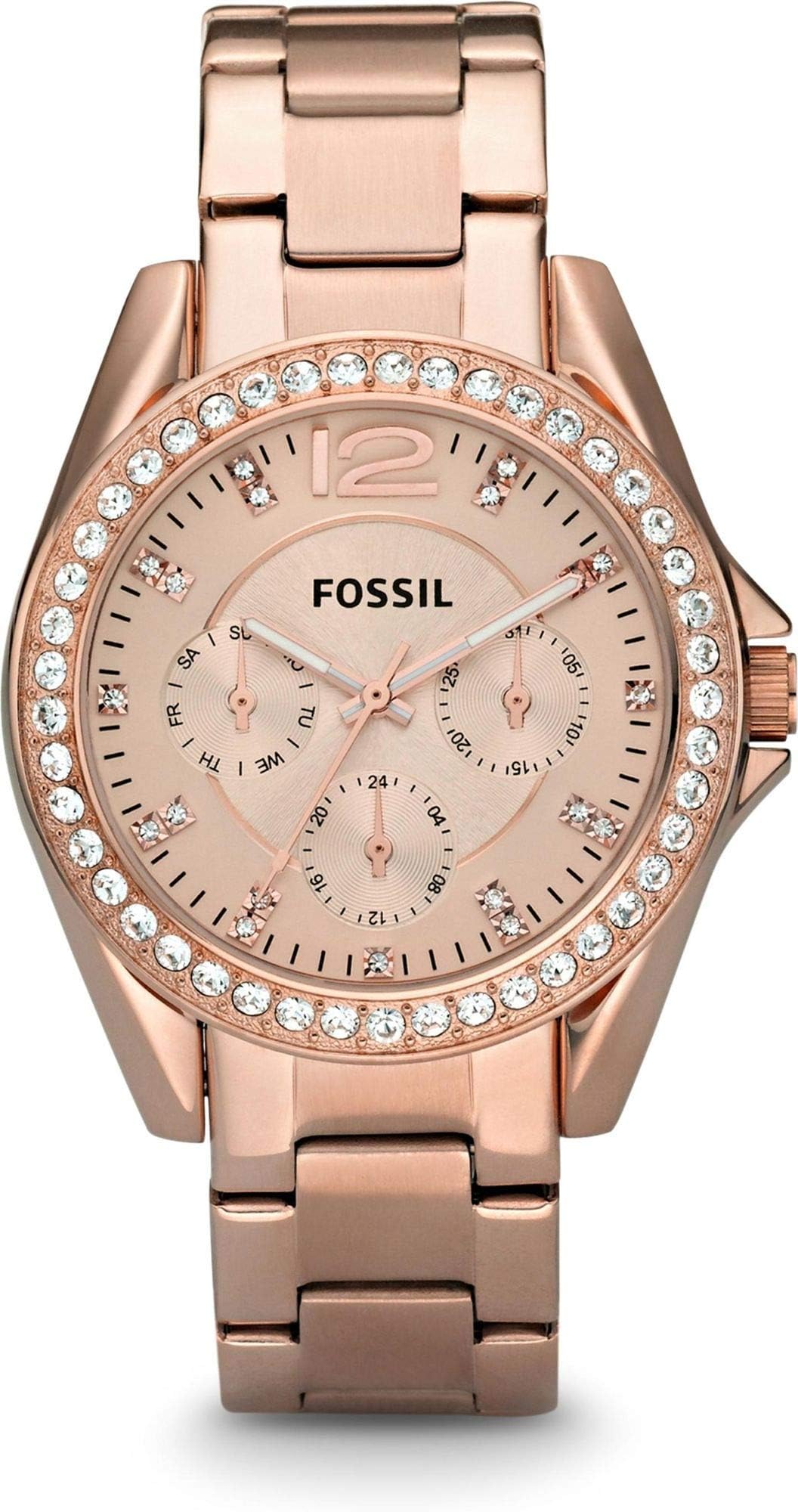 Women's Riley Quartz Stainless Steel Dress Watch, Color: Rose Gold-Tone (Model: ES2811)