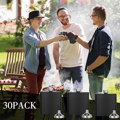 Miniatura 4 de Juego de 30 frascos de cadera de acero inoxidable con embudo de metal a prueba de fugas, para whisky, para hombres y mujeres, dama de honor,