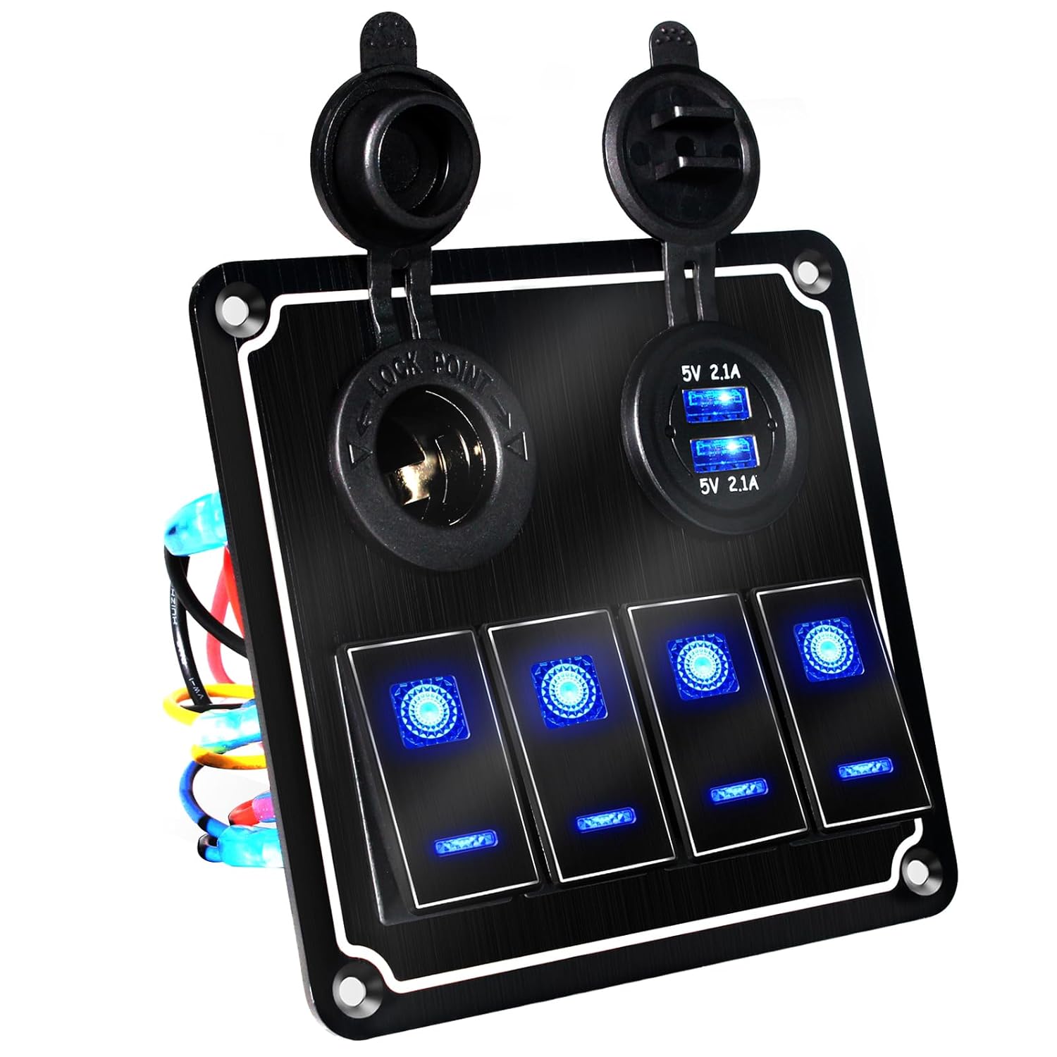 Interruptor Basculante De 1 Gang Con LED Azul - 12-24V, SPST, Para Coche, Caravana, Barco