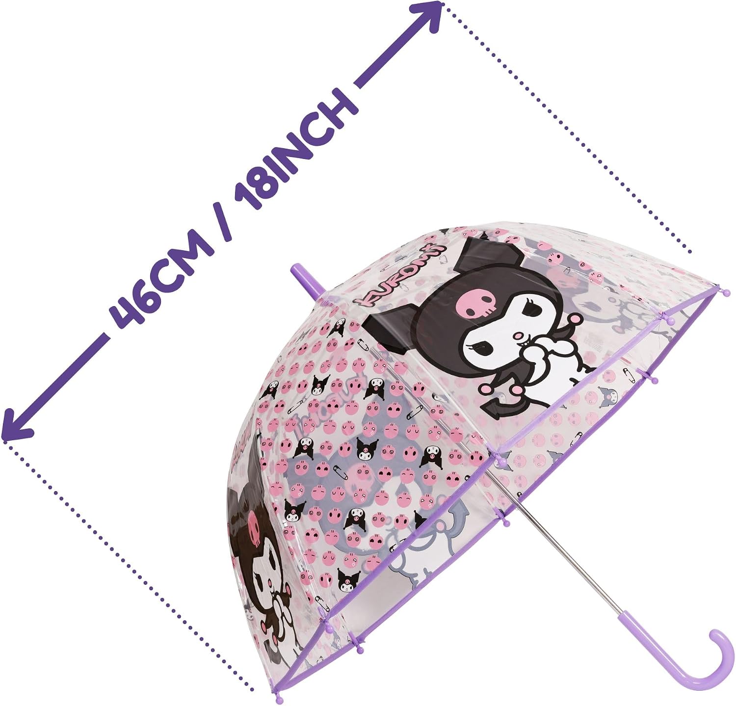 Kids Licensing: зонт от дождя, прозрачный, 46 см, в форме колокола, Kuromi