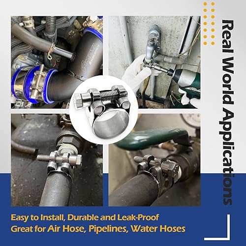 Miniatura 4 de TT Abrazaderas de manguera resistentes, abrazadera de acero inoxidable 304 con perno en T, rango ajustable de 0.91 a 0.984 in, tuercas en T sólidas