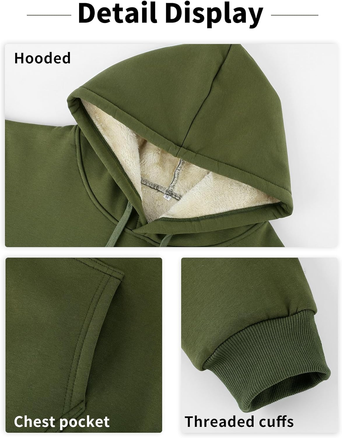 Gihuo Mens Fleece Crewneck Sweatshirts Sherpa Lined Pullover Winter Warm Shirt - Image 6