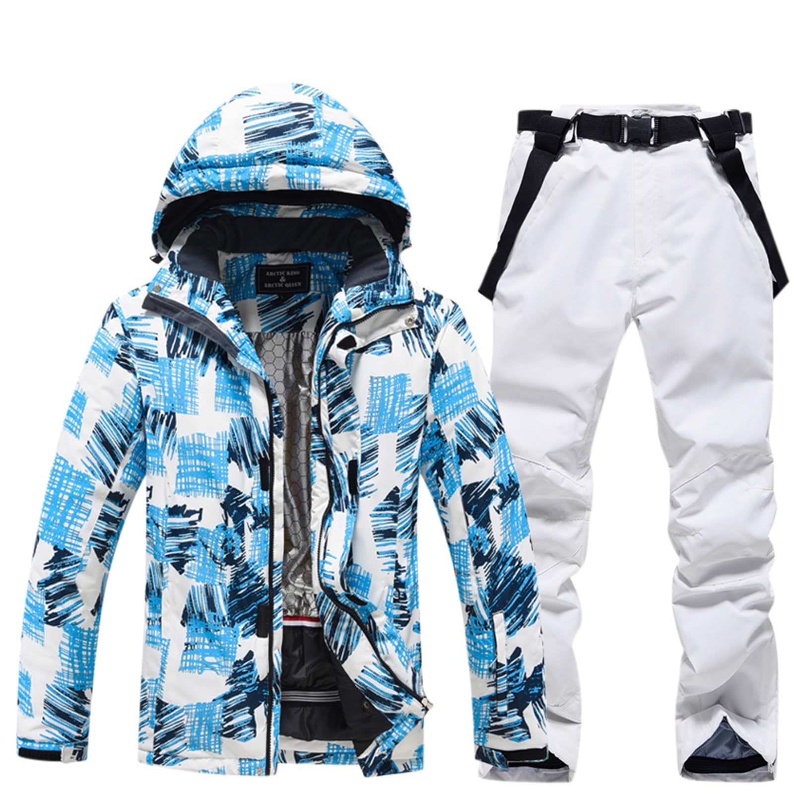 Skianzug Damen 2 Teilig Set: Skijacke und Skihose Wasserdicht Skioverall Warme Skibekleidung Winddicht Schneeanzug Zweiteiler Skianzüge Winter Overall Große Größen