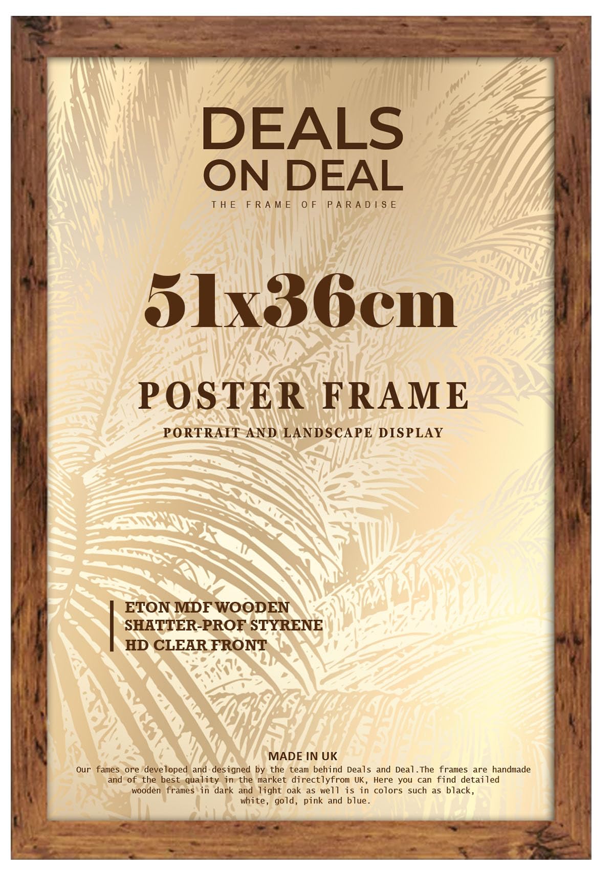 Deals On Deal Rustic Deals On Deal® Poster Frame 51X36 Cm Photo Picture Frame Jigsaw Puzzle | Mdf Wooden 51 X 36 Cm | Large 510 X 360 Mm | For Home Office Livingroom