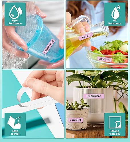 Miniatura 4 de Vixic M960 Label Maker Color Tape, Black on Baby Pink 3-Pack, 12mm 0.47 inch Wide Laminated Label Tape