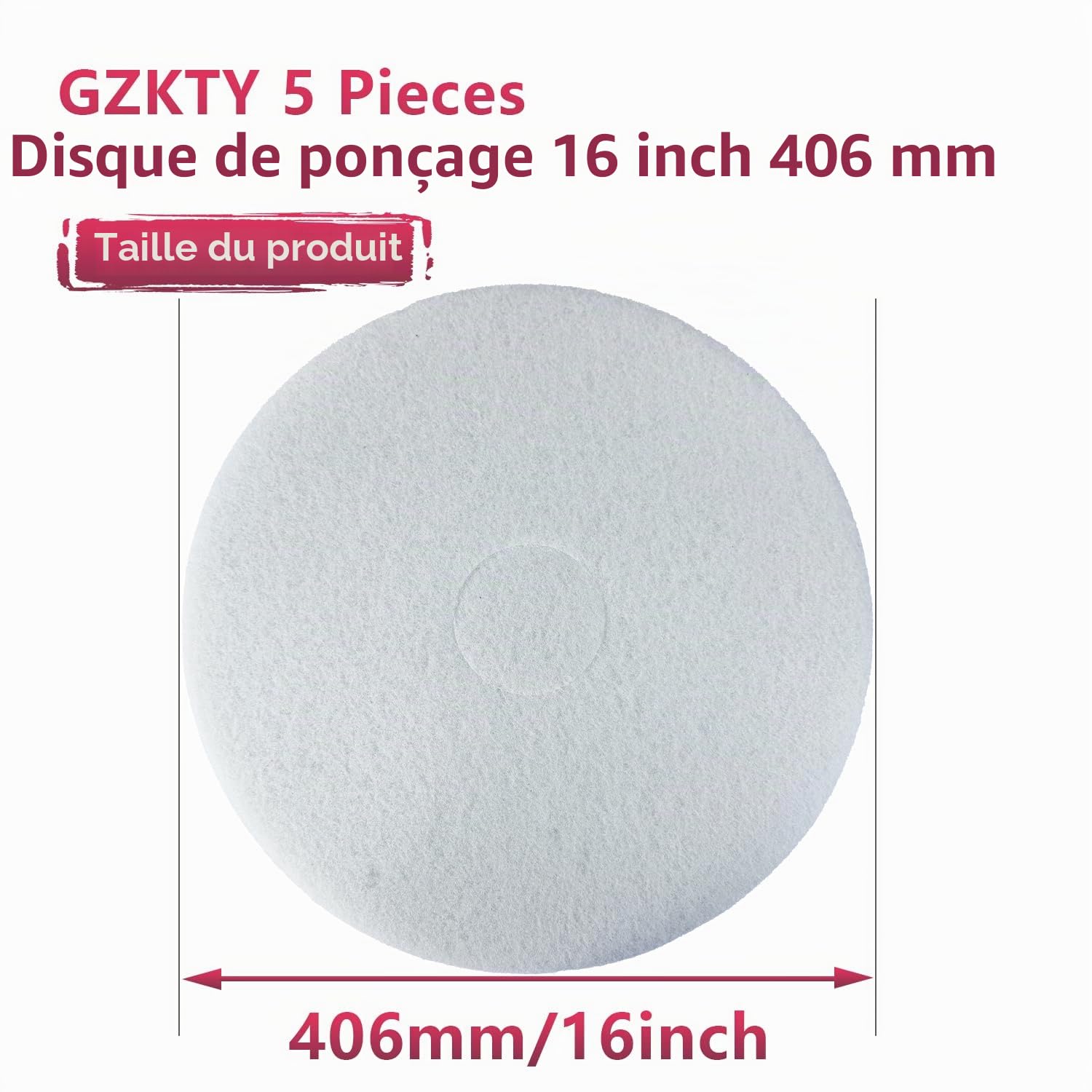 Super Pad - Lot de 5 tampons de sol de 406 mm d'épaisseur - Blanc doux - 25 mm d'épaisseur - Pour machine à récurer, machine à récurer, machine de nettoyage de sol