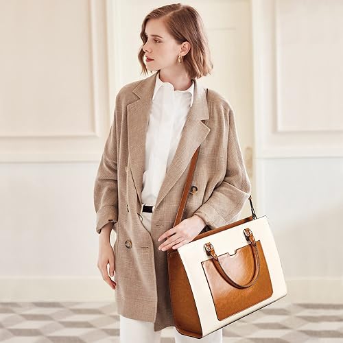 Miniatura 59 de Telena Laptop Tote Bag for Women, 15.6 Inch Shoulder Tote Bag Leather Briefcase for Women, Large Capacity Handbag Bags