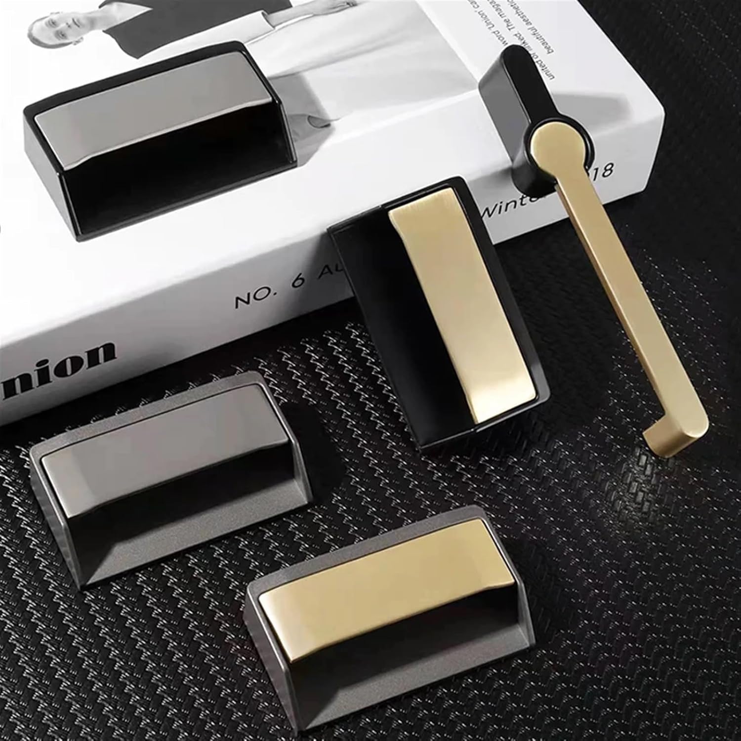 Cabinet Door Handle Kitchen Zinc Alloy Wardrobe Drawer Knobs Grey Luxury Gold Furniture Pulls Decorate Hardware 1Pcs (Color : Black Nickel 64mm)