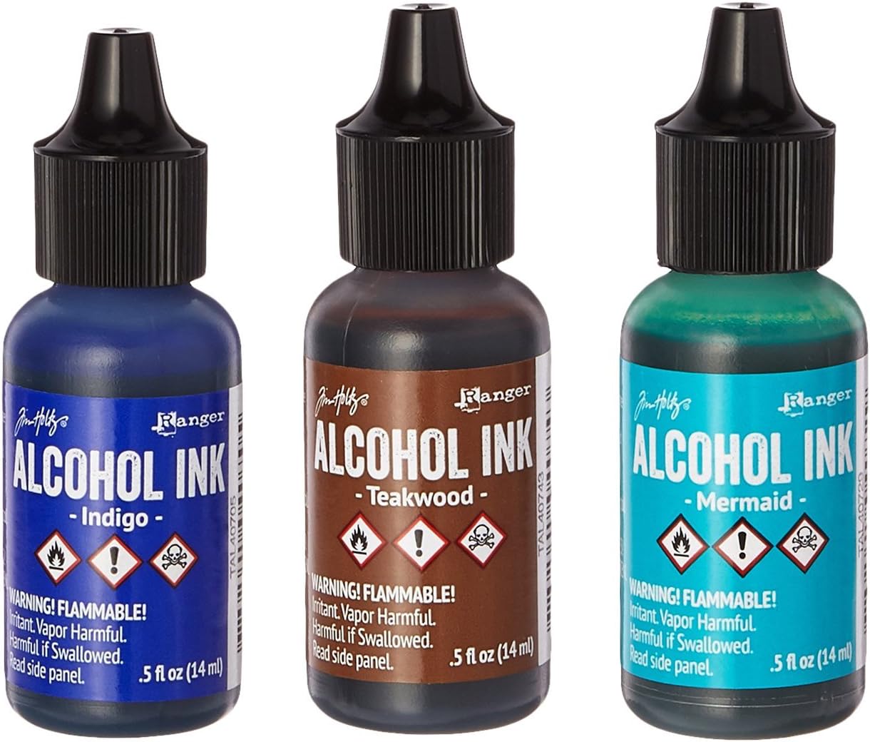 Ranger TAK-B-40866 Adirondack Brights Alcohol Ink, 0.5-Ounce, Mariner-Indigo/Mermaid/Teakwood