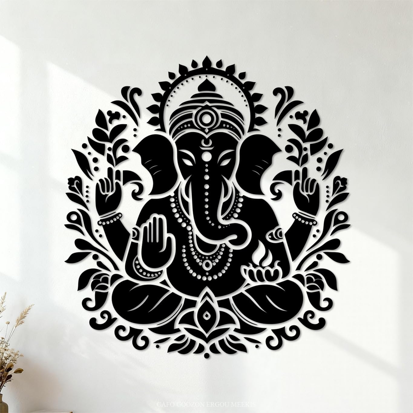 Engraving Decals Ganesh chaturthi vinayaka chavithi Hindu god Lord Ganesh Silhouette Concept 54.6x57.8cm Can Modify and add Information Black