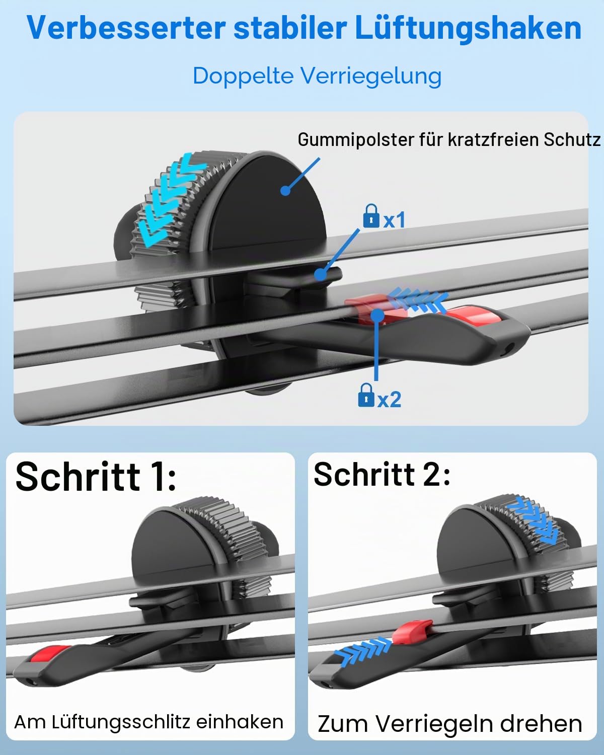 Auto Tablet Halterung Lüftungsgitter, 360° Drehbar KFZ Handy & Tablet Halter, Universelle LKW Lüftung Tablethalterung für iPad Pro Air Mini, Galaxy Tab, iPhone und Smartphones 4-13 Zoll
