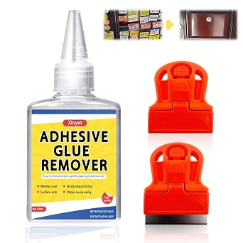Adhesive Remover for Cars, Adhesive Remover, Sticker Remover, Decal Remover, Glue Remover with Plastic Razor Blade Scraper, Sticker Remover for Cars, Windows, Rapidly Removes Labels, Sticker, Glue