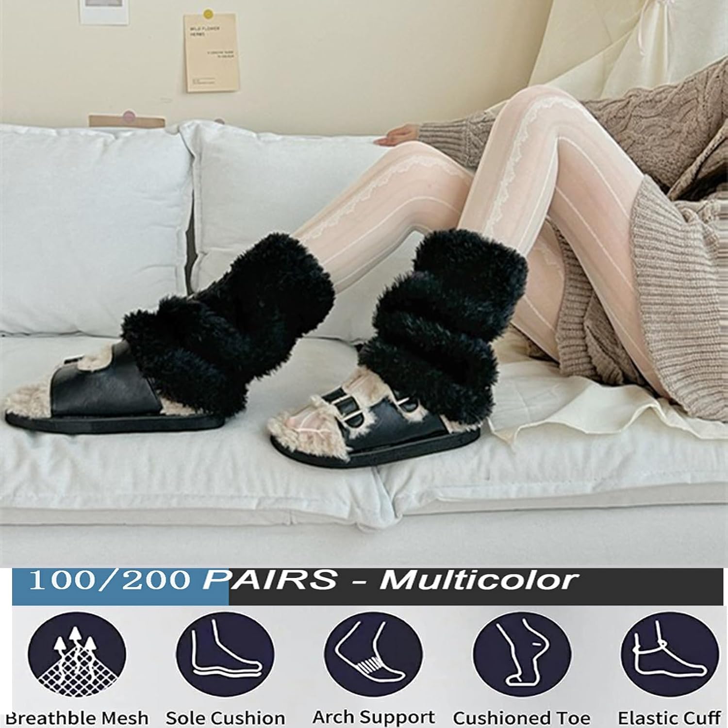 REPALY Women Plush Leg Warmer, Thickened Boot Toppers, Hipster Warm Sock Partywear(White,50 Pairs)