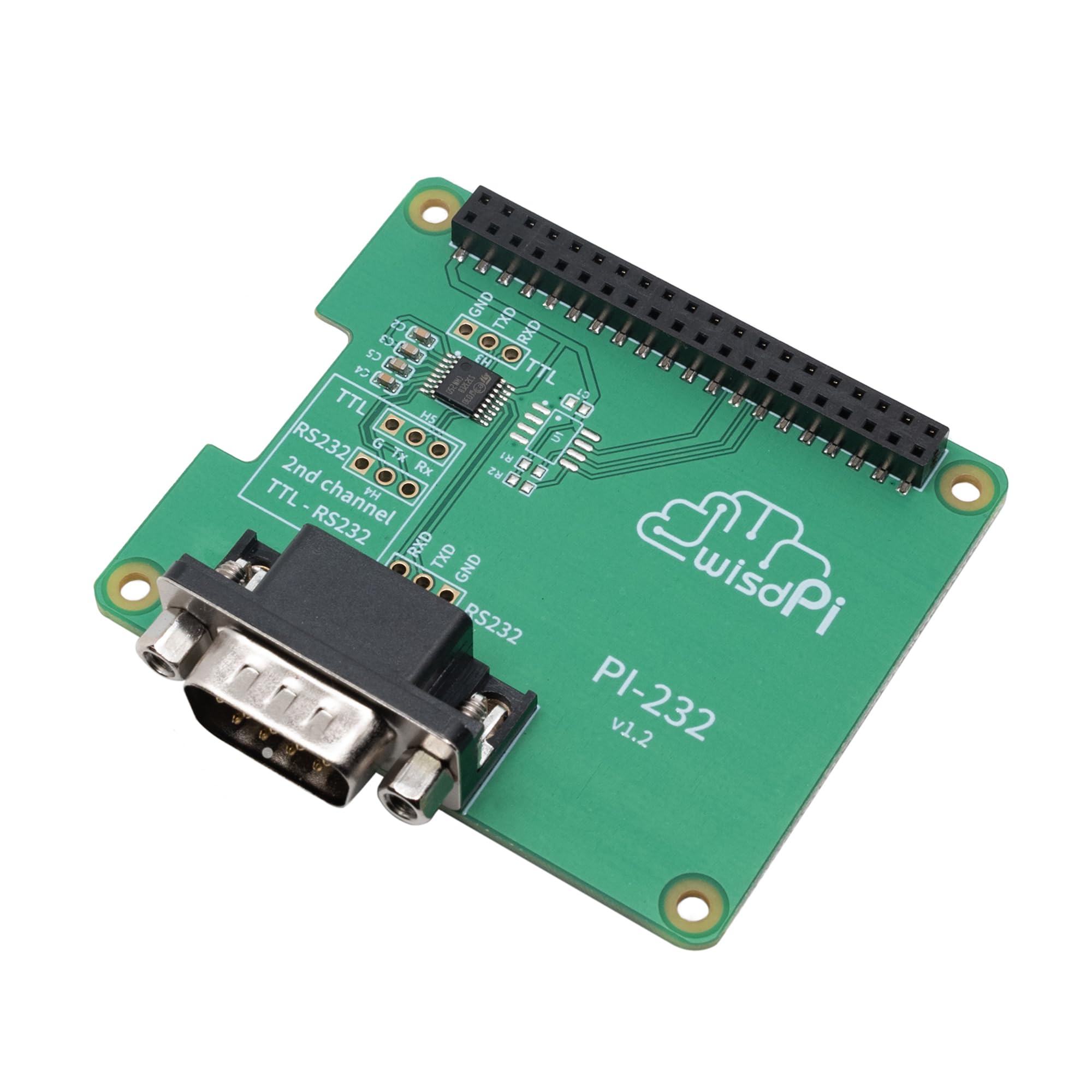 RS232 Hat Expansion PCB Board for Rapsberry Pi 4/3/2/A+/B+,Compact GPIO TX/RX/GND to DB9M RS232 Serial Expansion Board