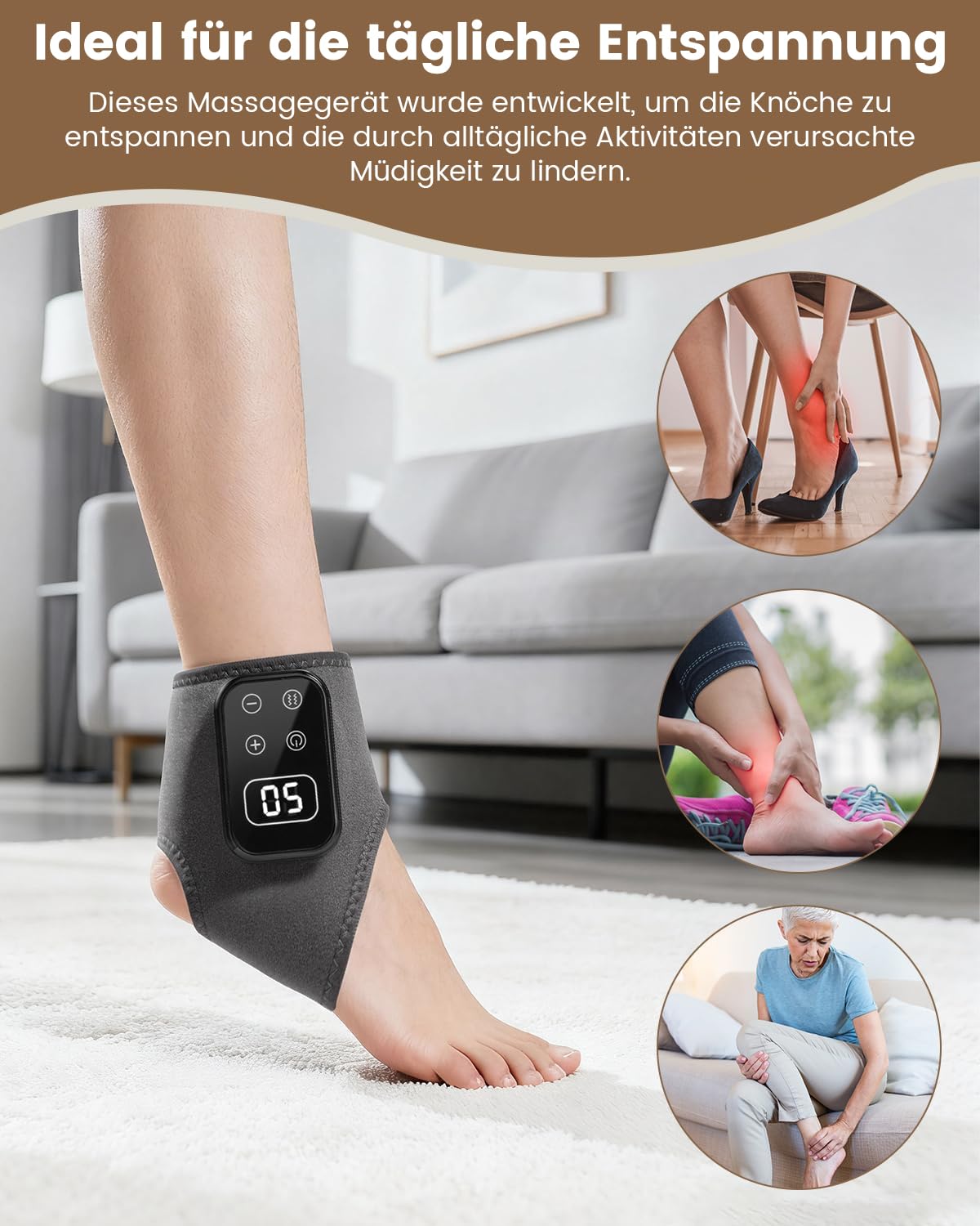 2 Pack 3 in 1 Fußmassagegerät, Fussmassagegerät mit Wärme Elektrisch, Fußmassagegerät Durchblutung For Neuropathie füße,knöchel massagegerät with 5 Modes, 5 Heat Levels, Foot Massager Gift for Unisex