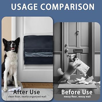 JUIN Mail Slot Catcher for Door: Large Capacity Mail Organizer Basket | Extra Large Capacity, Dog Proof Design, Strong Velcro Install, Durable Material, Holds Mail & Packages