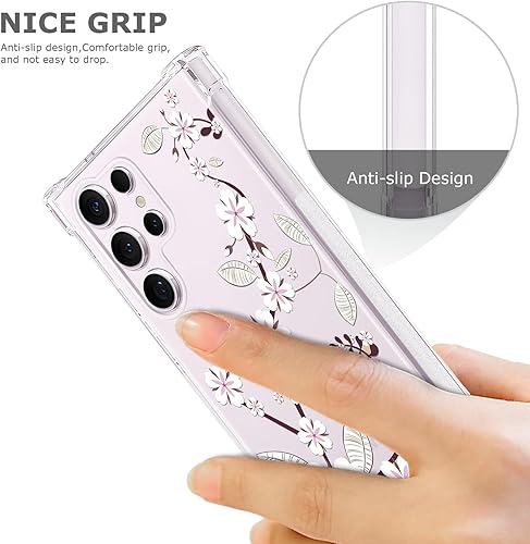 Miniatura 5 de GREATRULY Funda transparente floral para Galaxy S23 Ultra 5G para mujeres y niñas, bonita funda de teléfono para Samsung Galaxy S23 Ultra, diseño de