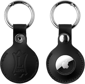 Levys Premium Leather AirTag Keychain - Black