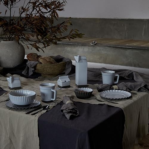 Miniatura 5 de Costa Nova Mantel de fibra natural de 69 x 98.5 pulgadas, colección María, blanco tiza, 100% lino, hecho a mano en Portugal, vajilla de calidad de