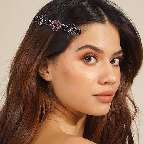 Miniatura 6 de CROWN GUIDE Pinzas para el cabello trenzadas de piedra de cristal brillante para mujer, cabello rizado, grueso y fino, pinzas para el pelo con