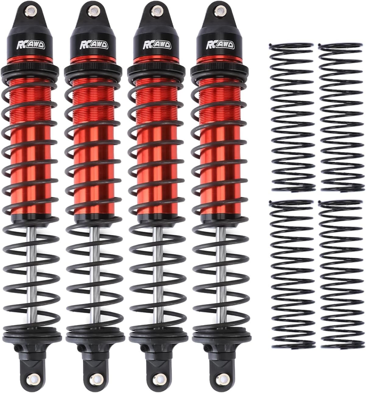 RCAWD Xmaxx 8S Shocks, 6mm Bold Shaft & 2 Types of Hardness Springs, 60% Upgrades Shock Absorber, for TRAXXAS X-Maxx Ultimate Front Rear RC Shocks Damper 1/5 Part #7761R 77086-4 77096-4 77097-4 Red