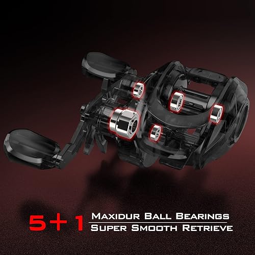 Miniatura 7 de KastKing Carrete de pesca Brutus Baitcasting, marco de grafito, relación de engranajes 7.21, rodamientos de bolas de acero inoxidable blindados 5+1,