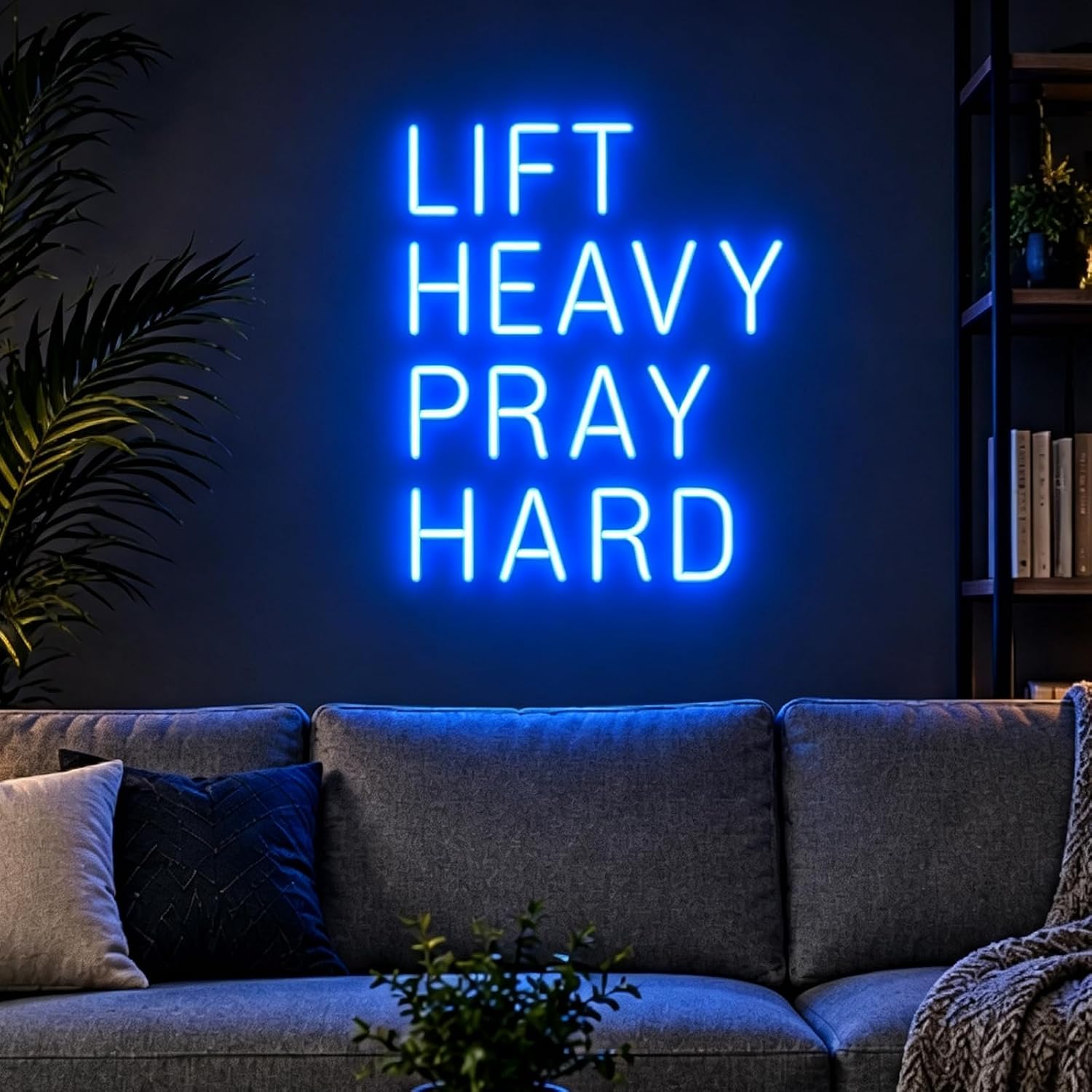 Lift Heavy Pray Hard Neon Sign 23'' LED Christian Fitness Light Wall Decor image 2