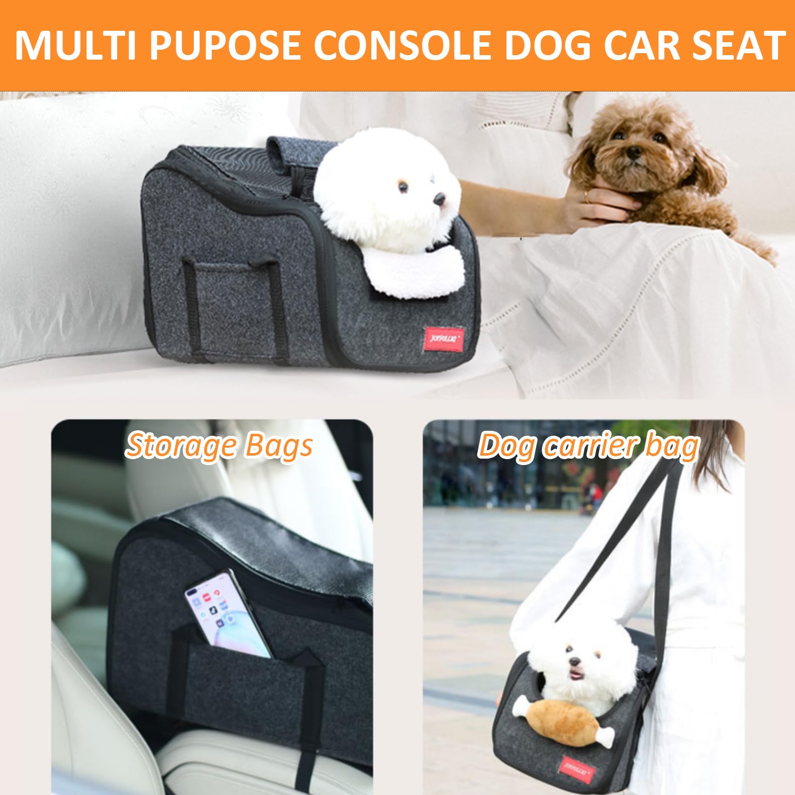 Hunde-Autositz Für Mittelkonsole - Sicher & Bequem | Ideal Für Kleine Hunde & Katzen Bis 15lbs