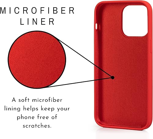 Miniatura 2 de Funda de silicona diseñada para iPhone 13 Pro, a prueba de golpes con forro de microfibra suave, funda delgada para teléfono (rojo)