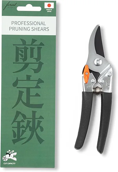 Saboten 7.9-Inch Bypass Pruning Shears, Fluorine-Coated High-Carbon Steel Blade, Ergonomic Non-Slip Grip Hand Pruner, Made in Japan, forest Originals