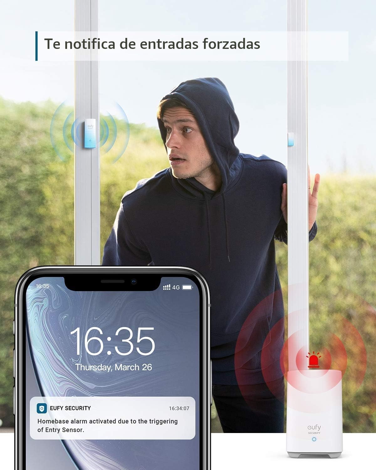 eufy Security 5 Piezas Smart Home Set, Sistema de Seguridad Inteligente para el hogar, con Cerradura de Puerta, Sensor de Movimiento, 2 sensores de Robo, Sistema de Alarma, Compatible con eufyCam