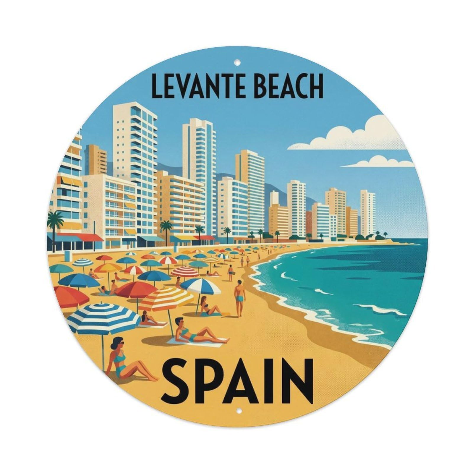 Benidorm Levante Beach Spain Landmark Travel Metal Tin Sign