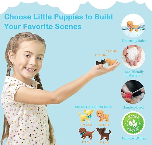 Miniatura 5 de SweetAce 32 Piezas Juguetes de Perros para Niños Juego de Simulación Conjunto de Figuras de Perro Juguete para Niños Pequeños Conjunto de Juego de