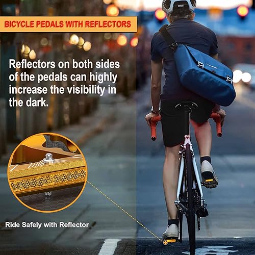 Miniatura 2 de Pedales de bicicleta de 916 pulgadas, pedales de bicicleta con reflectores, 3 rodamientos sellados, pedales de plataforma ancha para bicicleta de