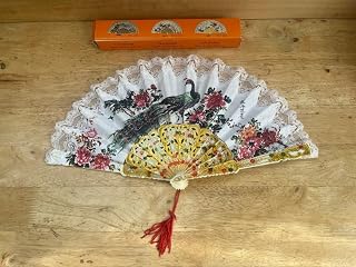 TIAN SHIANG 芸術香扇 台湾製 扇子 孔雀 牡丹 レース 箱付き