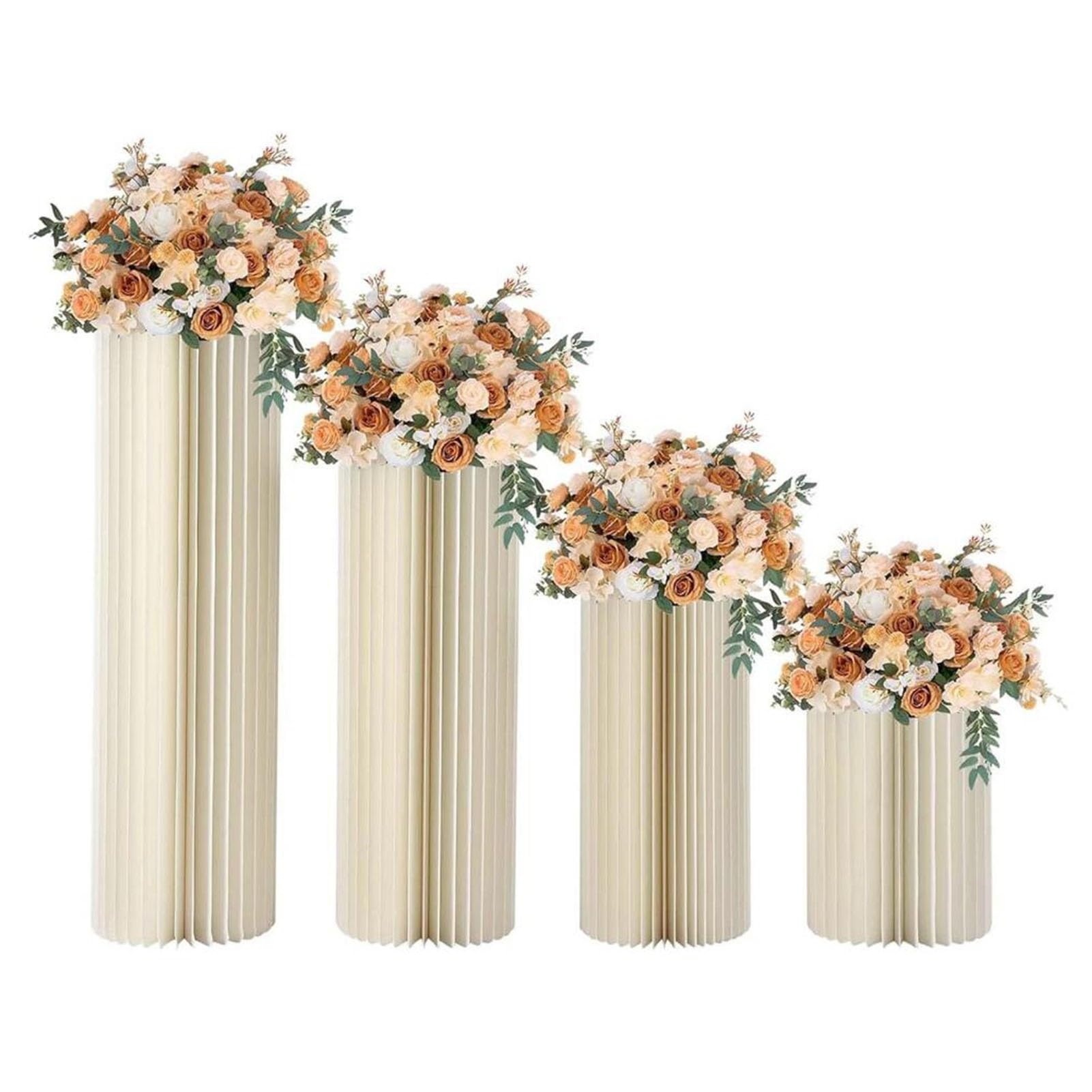 GDHKDDFL Paper advertising stands for trade shows and event Pedestal Stands With Acrylic Disc, Centerpiece Cylinder Cake ,3/4/5pcs(4pcs)