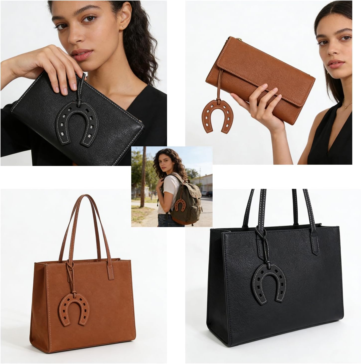 Horseshoe Leather Keychain – Lucky Bag Charm image 4
