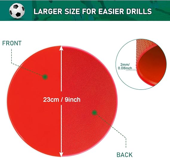 Poly Spots Spot Markers for Gym Floor 9inch Flat Cones Rubber Floor Dots 18/27/36Pcs Non Slip Agility Markers for Sports Soccer Basketball Speed Agility Training Dance Classroom