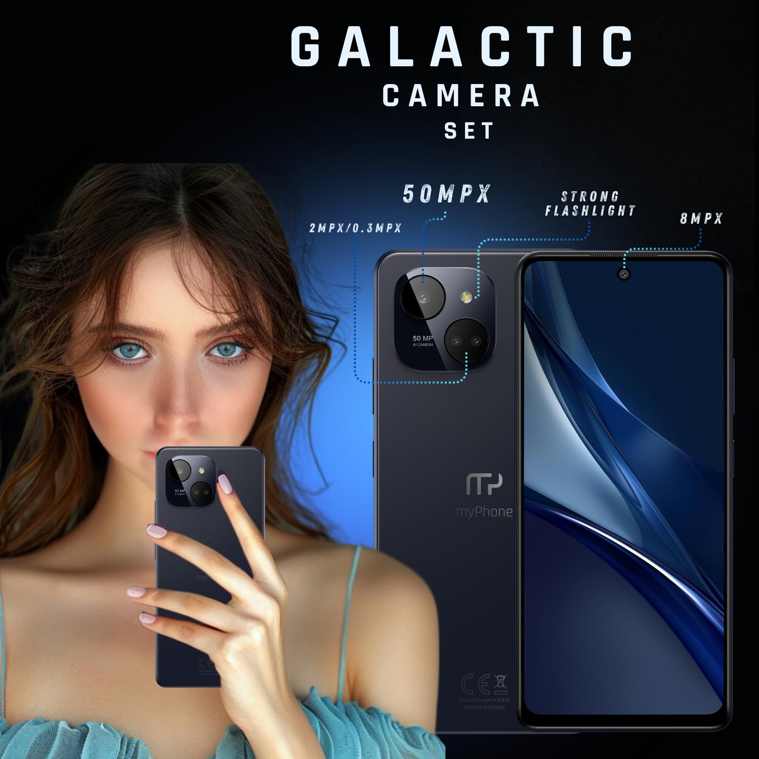 Limitowany smukły i elegancki smartfon z funkcją NFC myPhone N23 Plus 5G midnight blue, bateria 5000mah aparat 50mpx, wyświetlacz FHD+ 256 GB, do16GB RAM Android 14