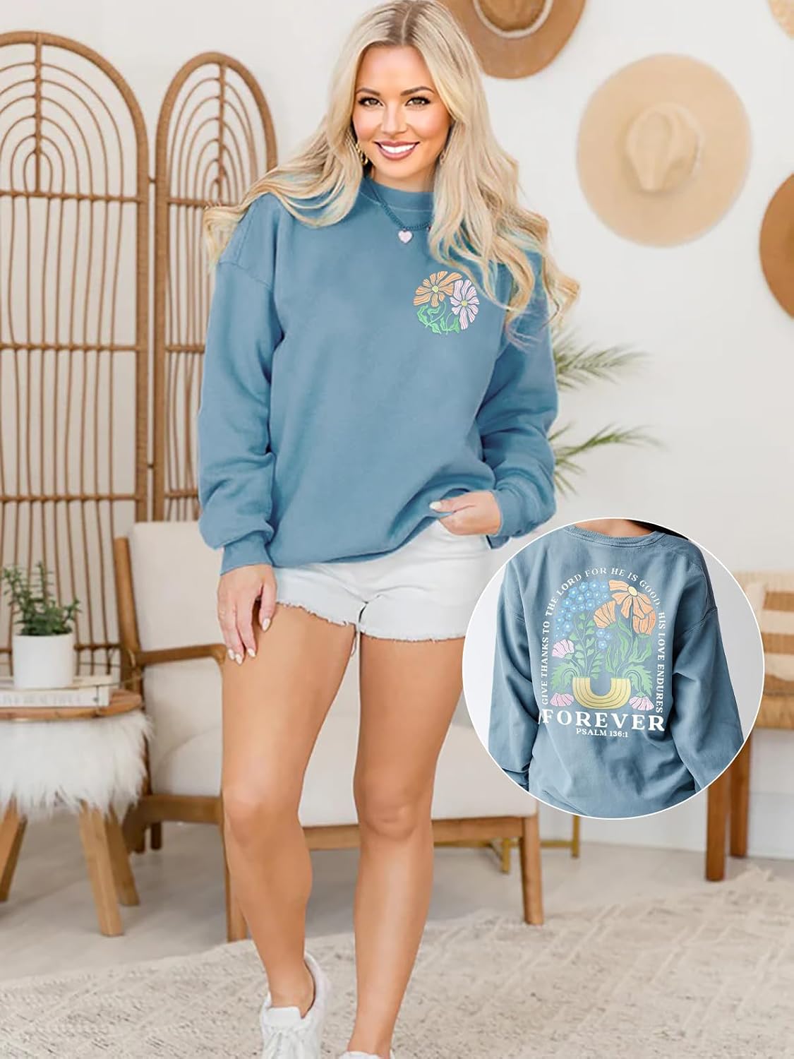 Christian Sweatshirts for Women Jesus Faith Pullover Long Sleeve