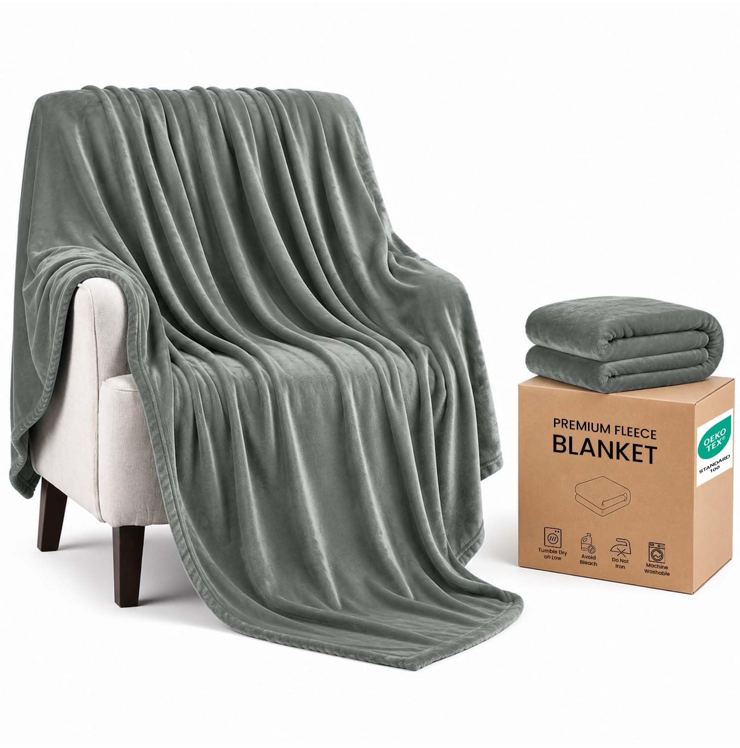 IR Imperial Rooms Fleece Blanket Large Throw - Silver Grey, Queen 200X240 Cm