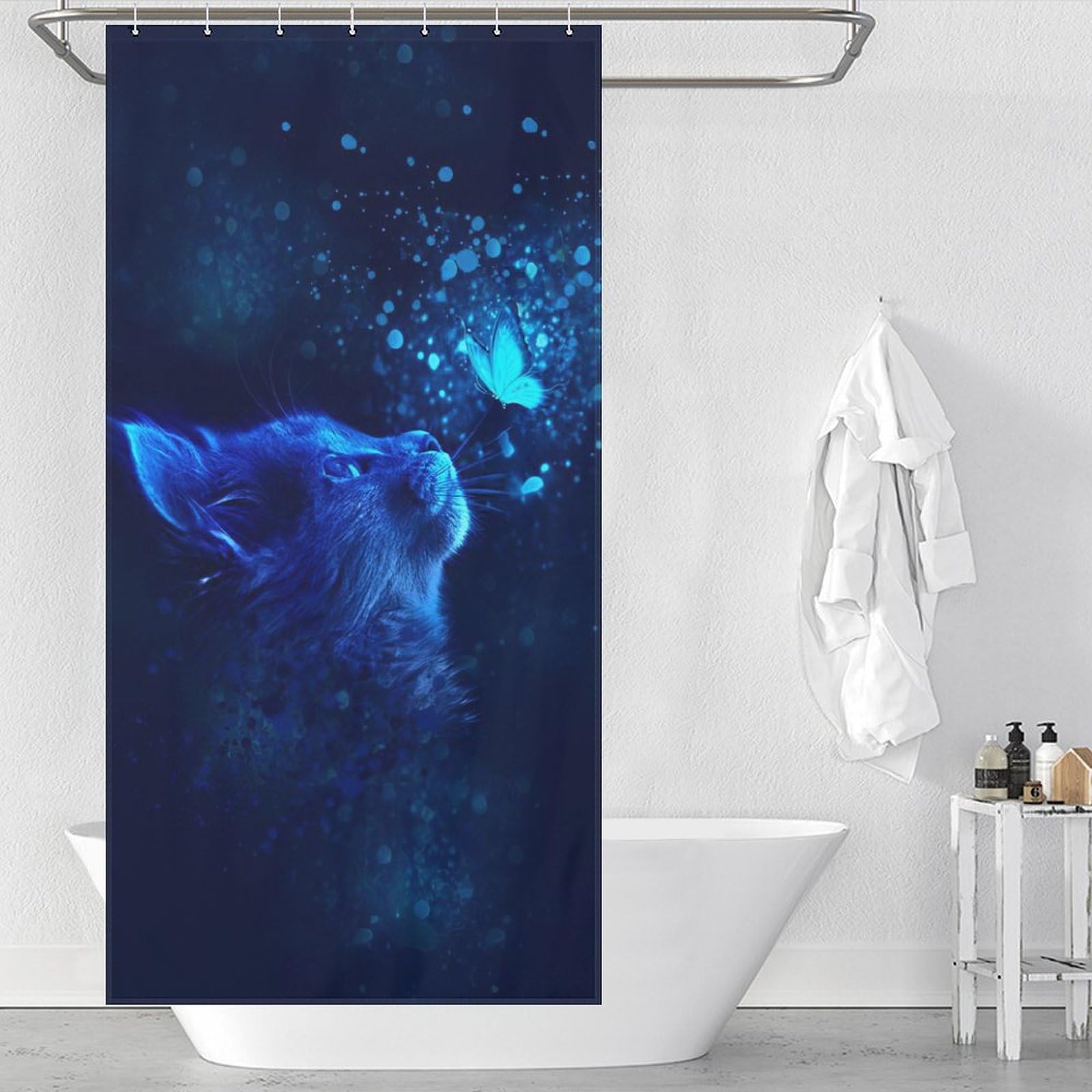 Rideau de douche chat pour baignoire familiale et salle de bain