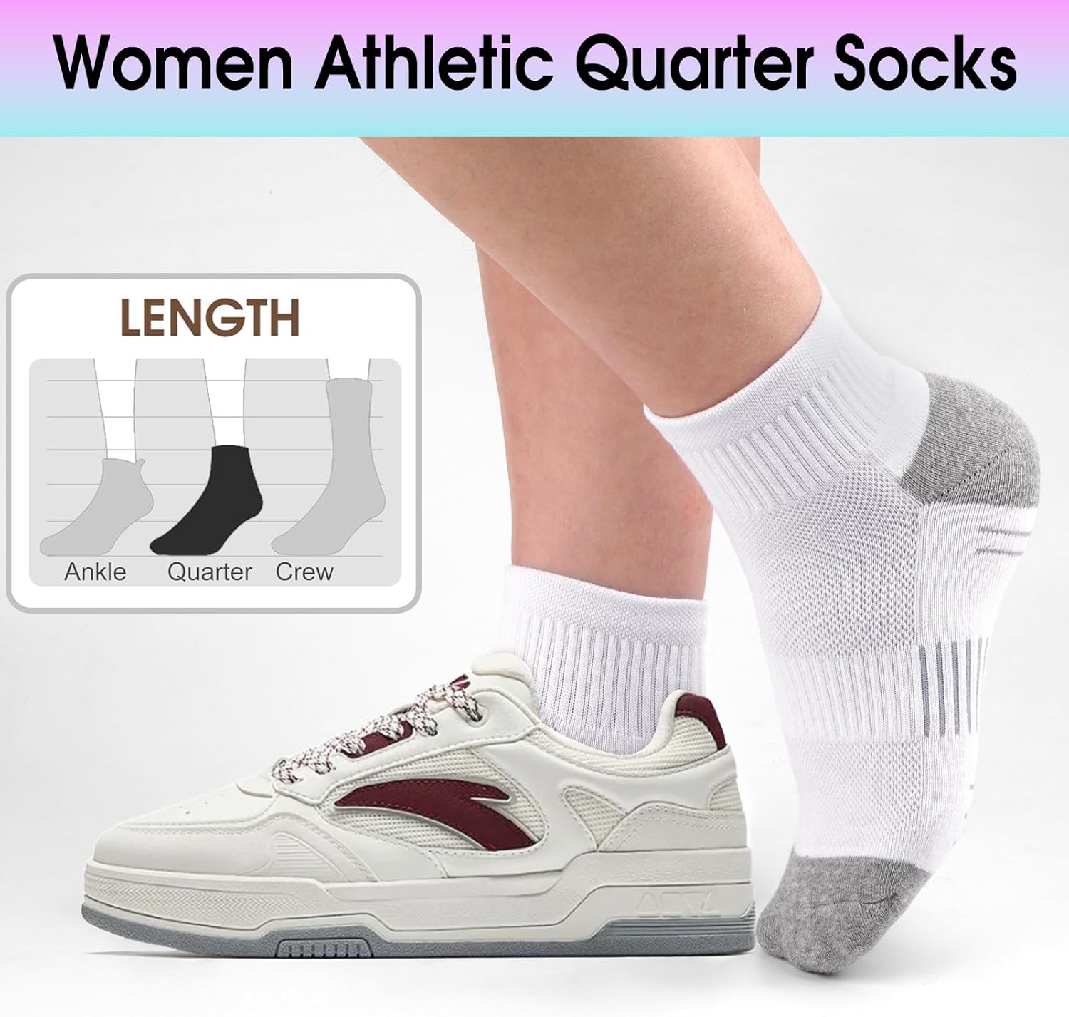 Ankle Socks Women Athletic Running Socks Hiking Cushioned 5-Pairs - Image 5