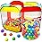 Kids Ball Pit Pop Up Large Tent for Toddlers - Indoor & Outdoor Gift Toys for Infants Girls & Boys, Baby Playpen with Zippered Storage Bag, 200 BallPit Balls Included