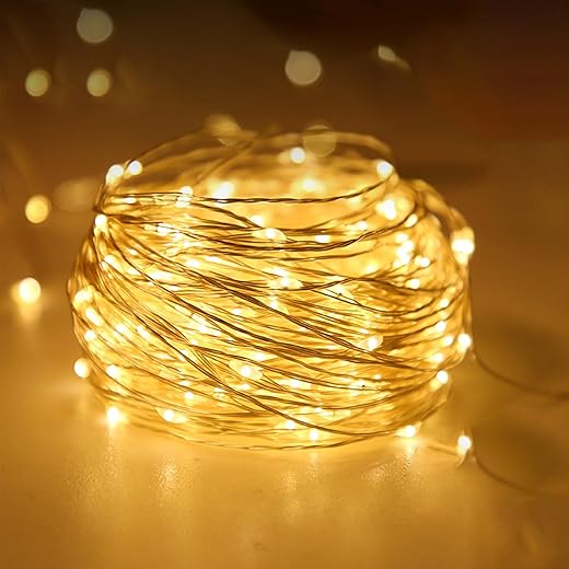 Timer Led Fairy Lights,1 Pack Mini Battery Powered Silver Wire Starry Tiny String Light,Battery Operated Micro Lights for Bedroom,Christmas,Parties,Wedding,Centerpiece,Decoration (5m/16ft Warm White)